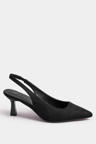 Yours Black Slingback Kitten Heels In Extra Wide EEE Fit