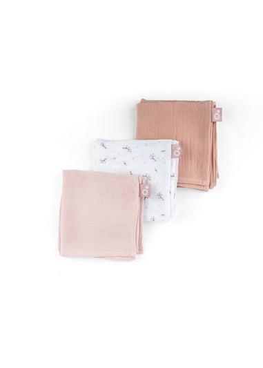 Babymoov Doomoo Pink Flowers Lovely Muslin Cloths Set of 3