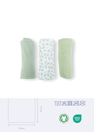 Babymoov Doomoo Green Leaves Lovely Muslin Cloths Set of 3