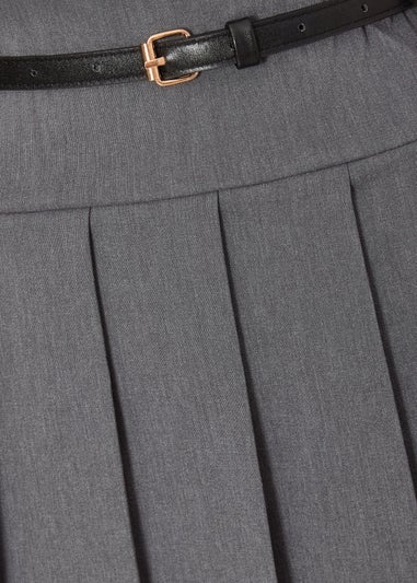 Quiz Grey Pleated Mini Skirt