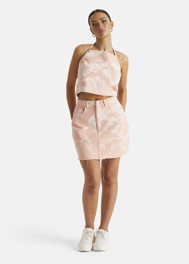 Urban Bliss Pink Tie Dye A-Line Denim Skirt