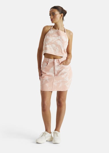 Urban Bliss Pink Tie Dye A-Line Denim Skirt