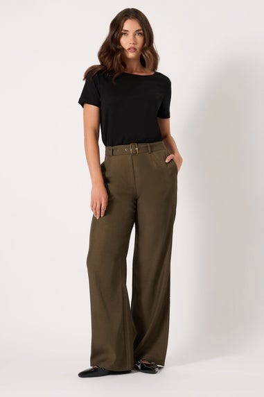 Long Tall Sally Chocolate Brown Wide Leg Belted Trousers