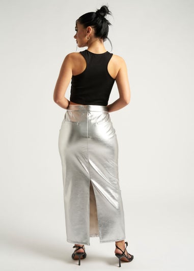 Urban Bliss Silver Maxi PU Skirt