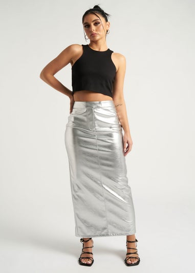 Urban Bliss Silver Maxi PU Skirt