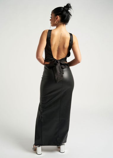 Urban Bliss Black Maxi Side Split PU Skirt