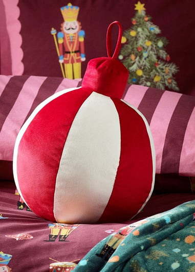 Catherine Lansfield Red Christmas Bauble 3D Shaped Cushion