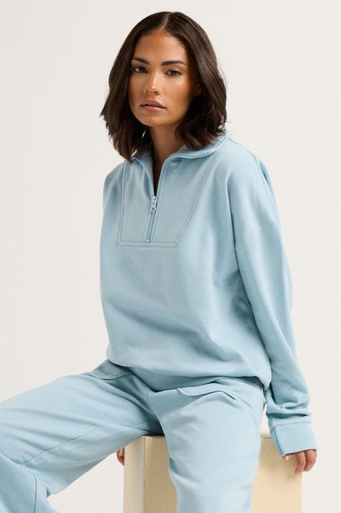 PixieGirl Petite Light Blue Quarter Zip Sweatshirt