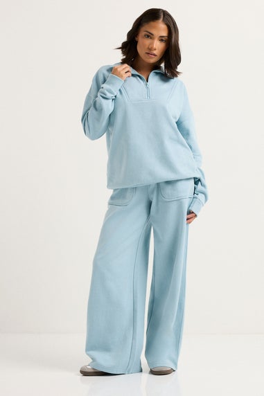 PixieGirl Petite Light Blue Quarter Zip Sweatshirt