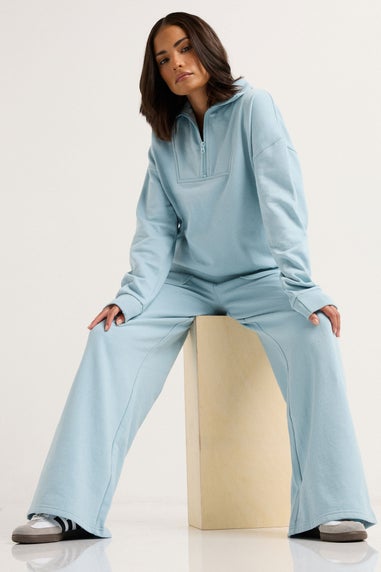 PixieGirl Petite Light Blue Pocket Patch Wide Leg Joggers