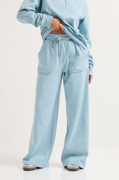 PixieGirl Petite Light Blue Pocket Patch Wide Leg Joggers