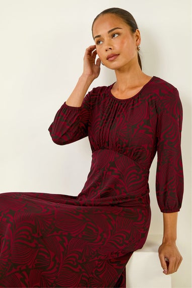Roman Wine Petite Abstract Swirl Midi Dress