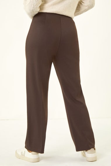 Roman Chocolate Petite Straight Leg Ponte Stretch Trouser