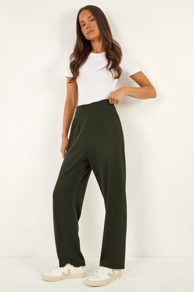 Roman Khaki Petite Straight Leg Ponte Stretch Trouser