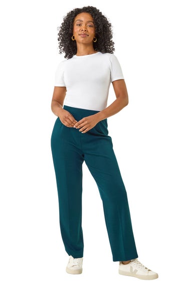 Roman Teal Petite Straight Leg Ponte Stretch Trouser
