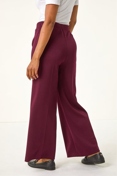 Roman Wine Petite Wide Leg Ponte Stretch Trouser