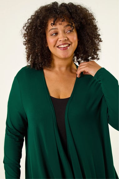 Roman Green Curve Waterfall Front Jersey Cardigan