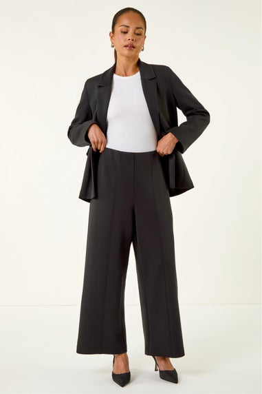Roman Black Petite Front Seam Stretch Trouser