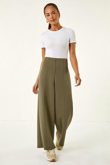 Roman Khaki Petite Front Seam Stretch Trouser