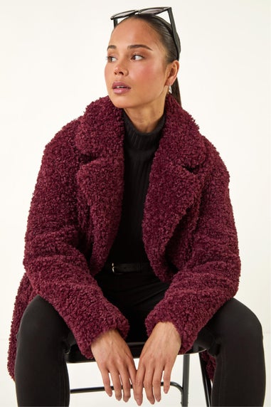 Roman Wine Petite Teddy Longline Coat