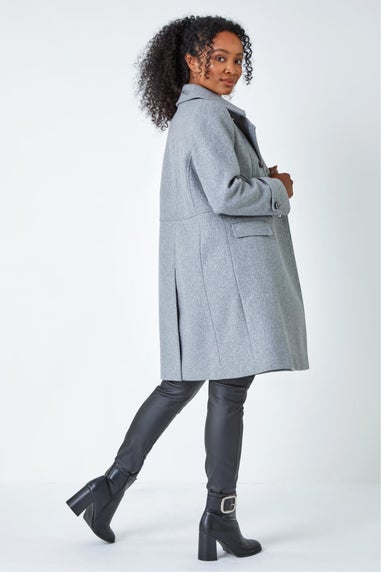 Roman Grey Petite Double Breasted Military Coat