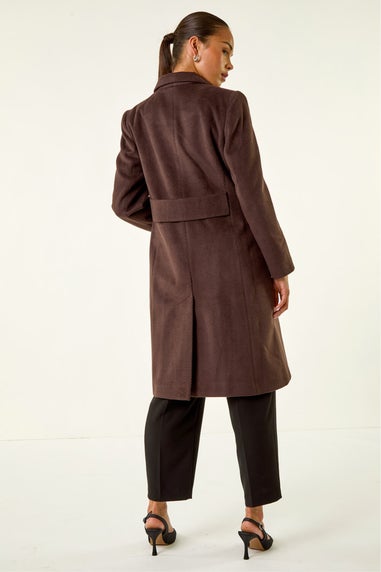 Roman Chocolate Petite Double Breasted Coat
