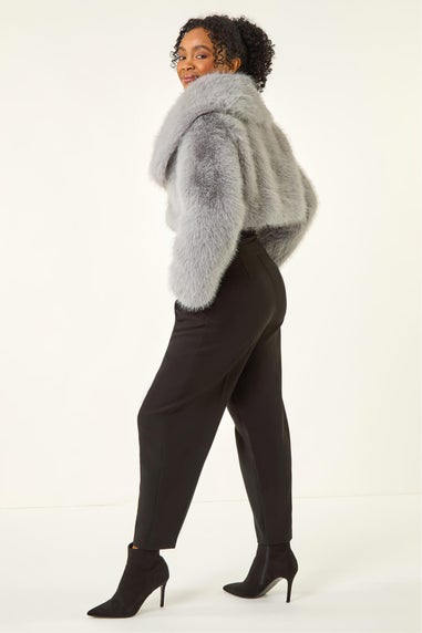 Roman Grey Petite Cropped Fur Coat