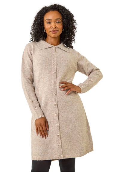 Roman Stone Petite Collared Knit Shift Dress