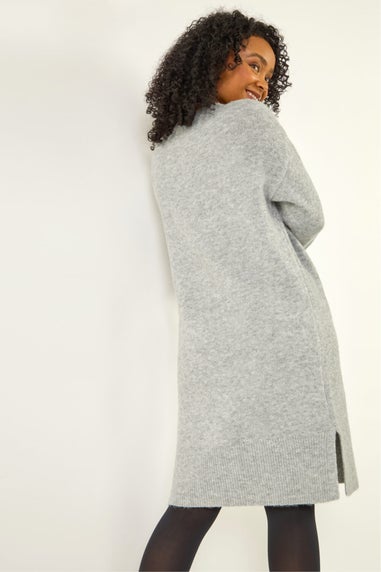 Roman Grey Petite Knitted Pintuck Shift Dress