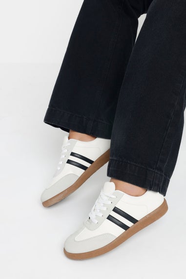 Yours White Retro Stripe Trainers In Extra Wide EEE Fit