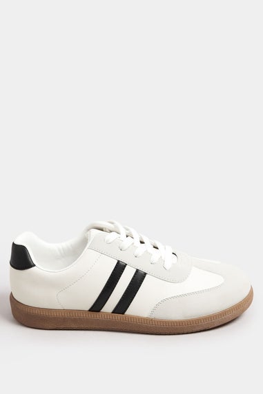 Yours White Retro Stripe Trainers In Extra Wide EEE Fit