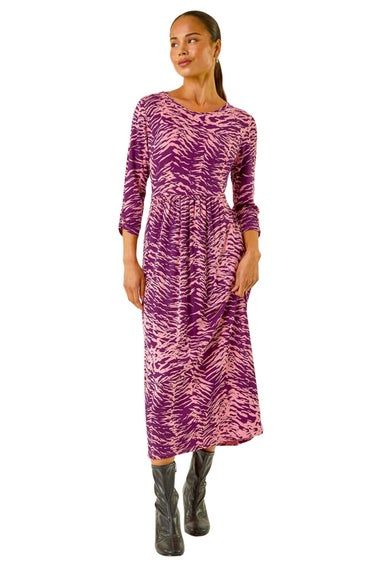 Roman Purple Petite Abstract Animal Pocket Dress