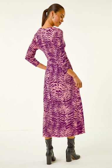Roman Purple Petite Abstract Animal Pocket Dress