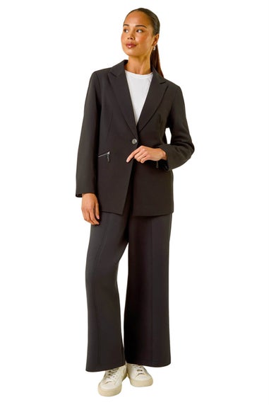 Roman Black Petite Zip Pocket Stretch Blazer