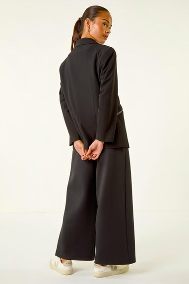 Roman Black Petite Zip Pocket Stretch Blazer