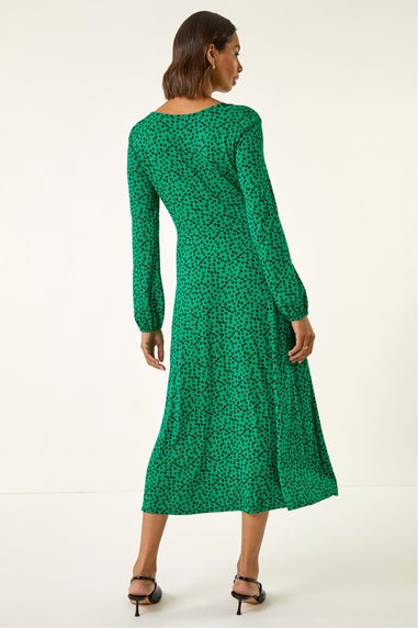 Roman Green Lace Front Midi Dress