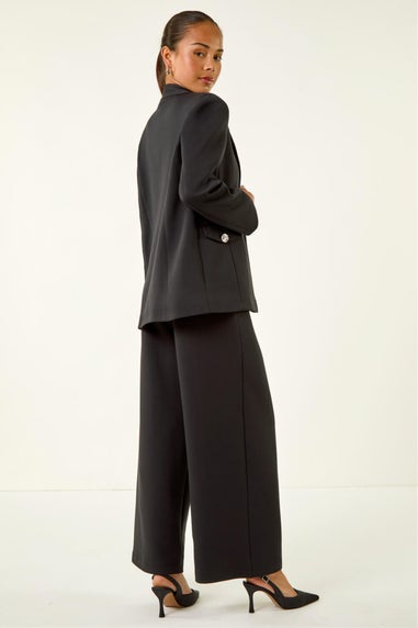 Roman Black Petite Pocket Detail Stretch Blazer