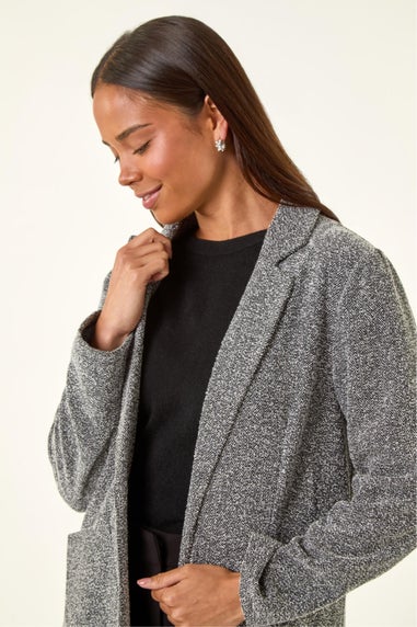 Roman Black Petite Herringbone Pocket Blazer