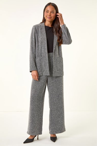 Roman Black Petite Herringbone Pocket Blazer