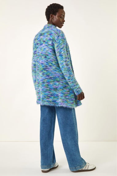 Roman Blue Fluffy Longline Cosy Cardigan
