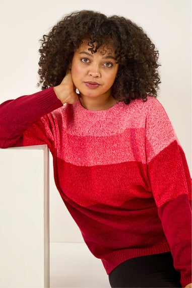 Roman Red Curve Ombre Stripe Knit Jumper