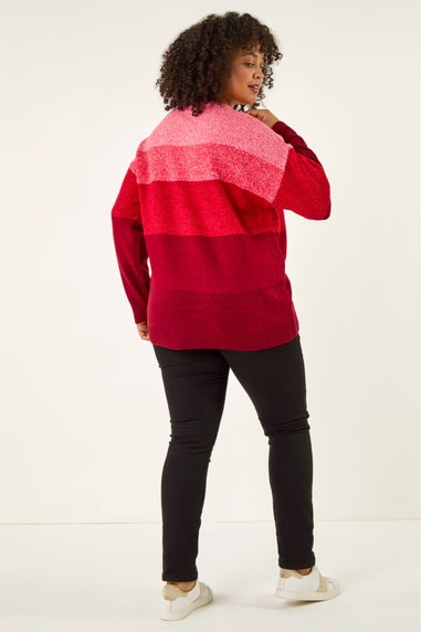 Roman Red Curve Ombre Stripe Knit Jumper