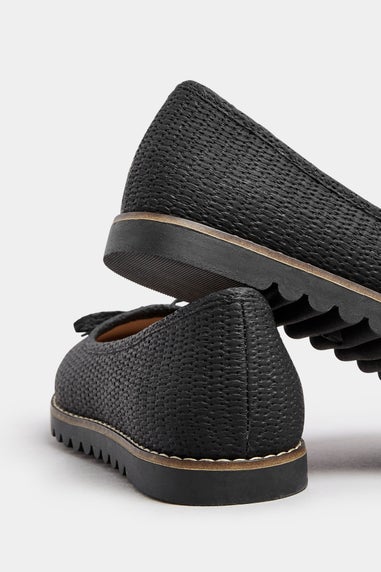Yours Black Woven Ballet Pumps In Extra Wide EEE Fit