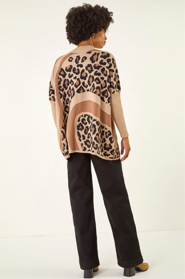 Roman Tan Abstract Leopard Knit Jumper