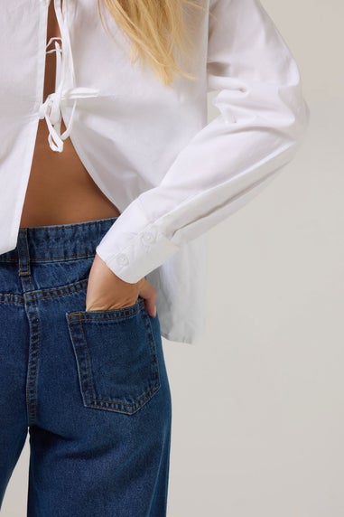 PixieGirl Petite Dark Blue Non-Stretch Barrel Leg Jeans