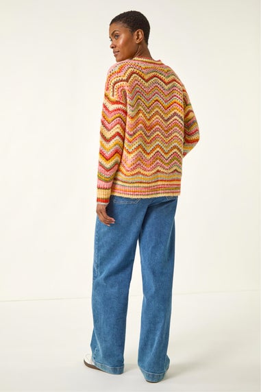 Roman Multi Zig Zag Pointelle Knit Jumper