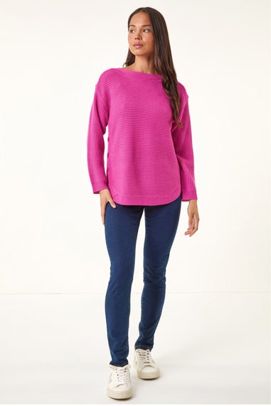 Roman Pink Petite Curve Hem Knit Jumper