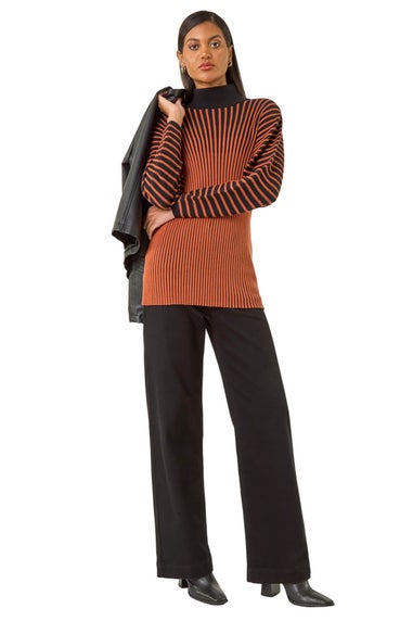 Roman Orange Colour Block Stripe Knit Jumper