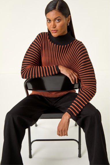 Roman Orange Colour Block Stripe Knit Jumper