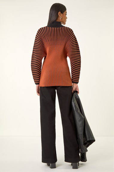 Roman Orange Colour Block Stripe Knit Jumper
